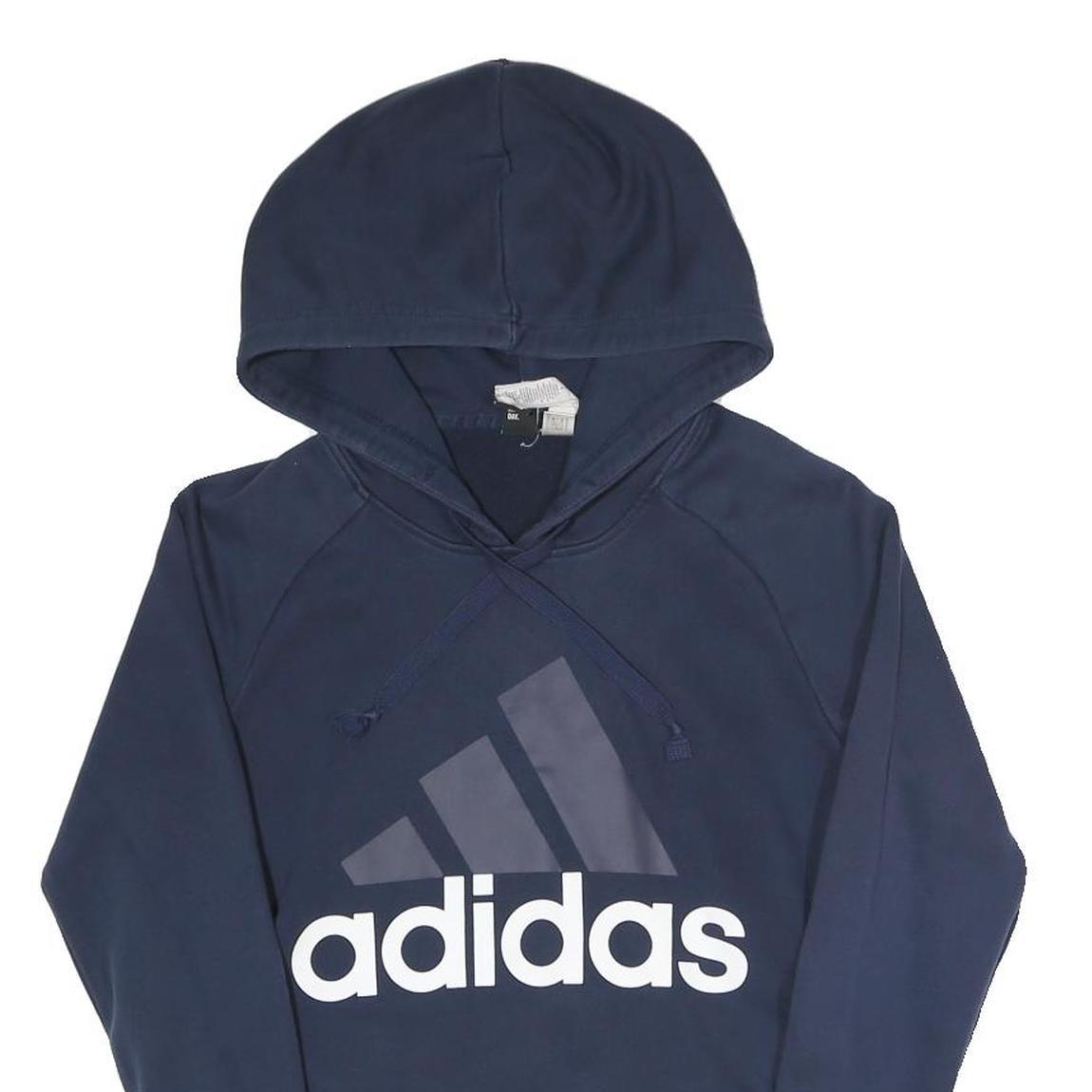 ADIDAS Womens Navy Blue Hoodie XS Cotton Blend Pullover Casual Sportswear