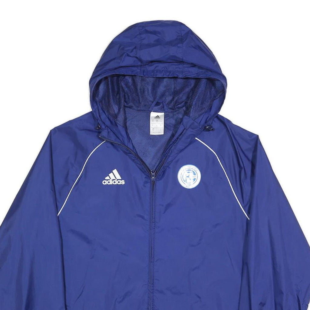 ADIDAS Mens Blue Zip Jacket M Polyester Blend Hooded Plain Sportswear
