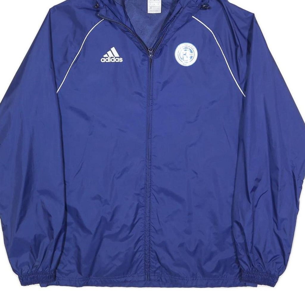 ADIDAS Mens Blue Zip Jacket M Polyester Blend Hooded Plain Sportswear