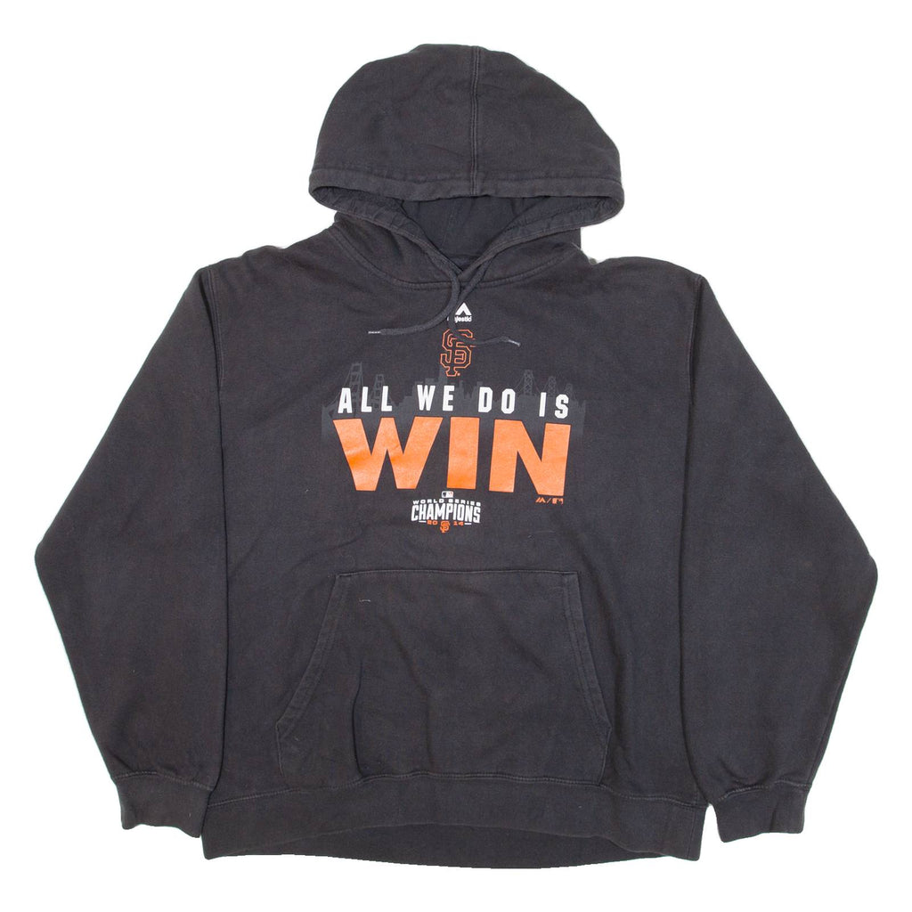 MAJESTIC Mens Black Hoodie USA L