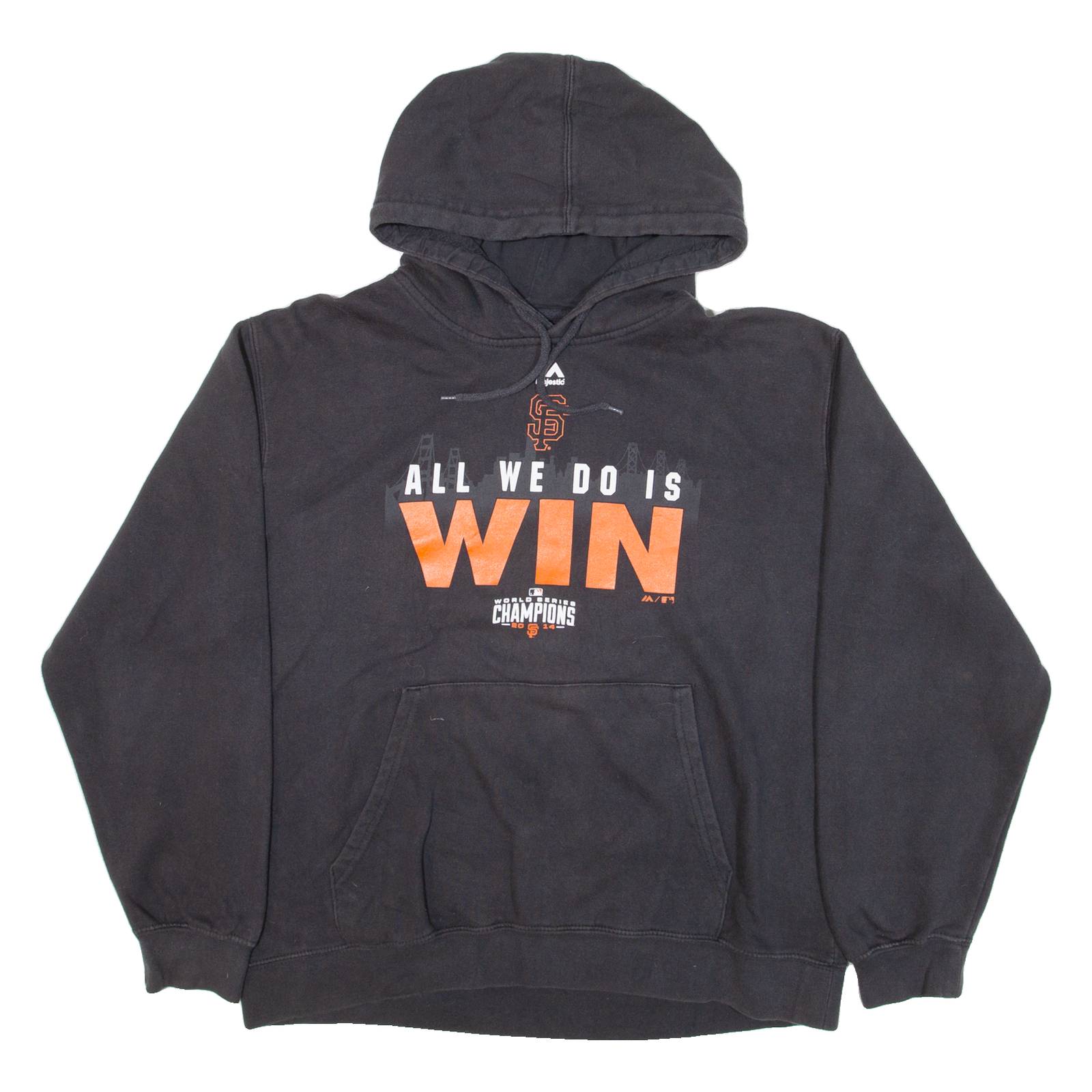 MAJESTIC Mens Black Hoodie USA L