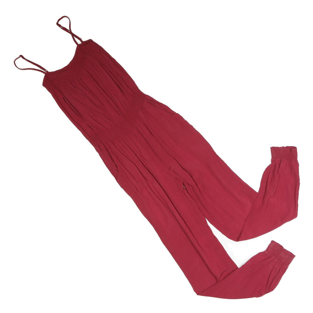 CHICOREE Womens Maroon Playsuit Cotton Blend XS Sleeveless Elastic Waist Casual