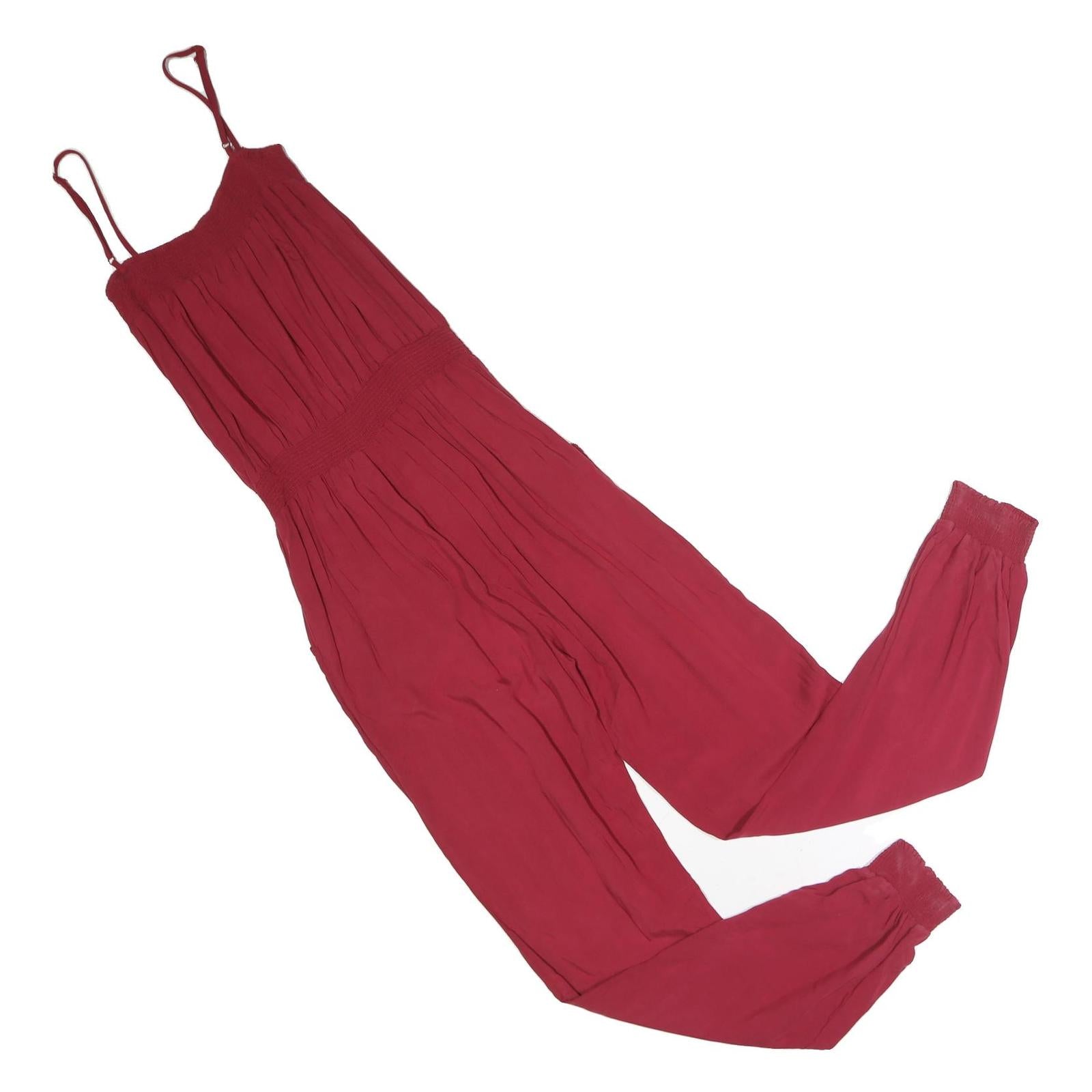 CHICOREE Womens Maroon Playsuit Cotton Blend XS Sleeveless Elastic Waist Casual