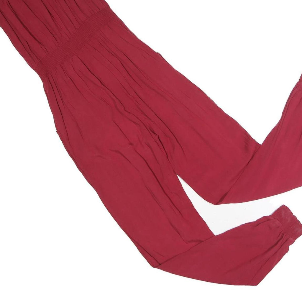 CHICOREE Womens Maroon Playsuit Cotton Blend XS Sleeveless Elastic Waist Casual