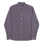 FRED PERRY Mens Blue Red Plaid Shirt S Classic Button-Down Collar Cotton Blend