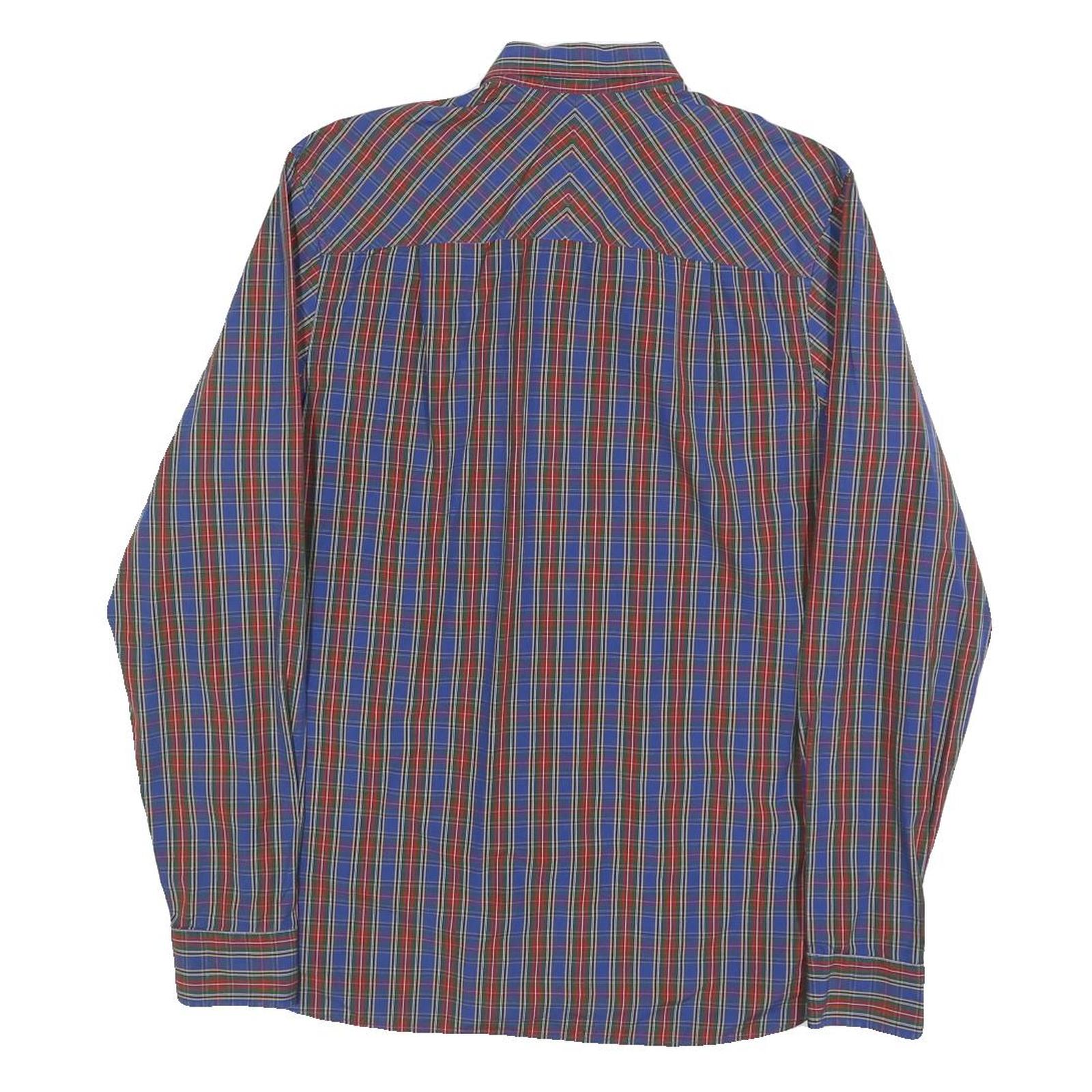 FRED PERRY Mens Blue Red Plaid Shirt S Classic Button-Down Collar Cotton Blend