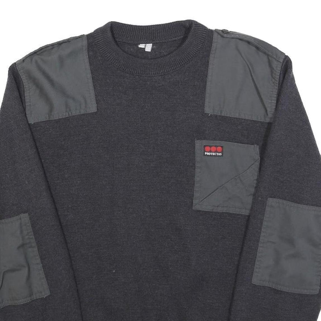 PROTECTAS Mens Grey Utility Fashion Jumper Patch Crew Neck Basic Knit S Workwear