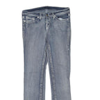 Womens Regular Fit Blue Denim Jeans W32 L32 Embroidered Back Pockets Zip Closure