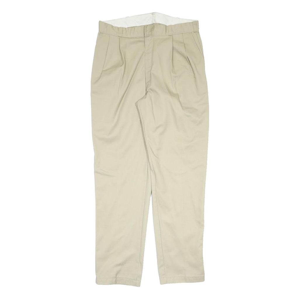 DICKIES Mens Polyester Blend Beige Regular Straight Trousers W36 L34 Smart