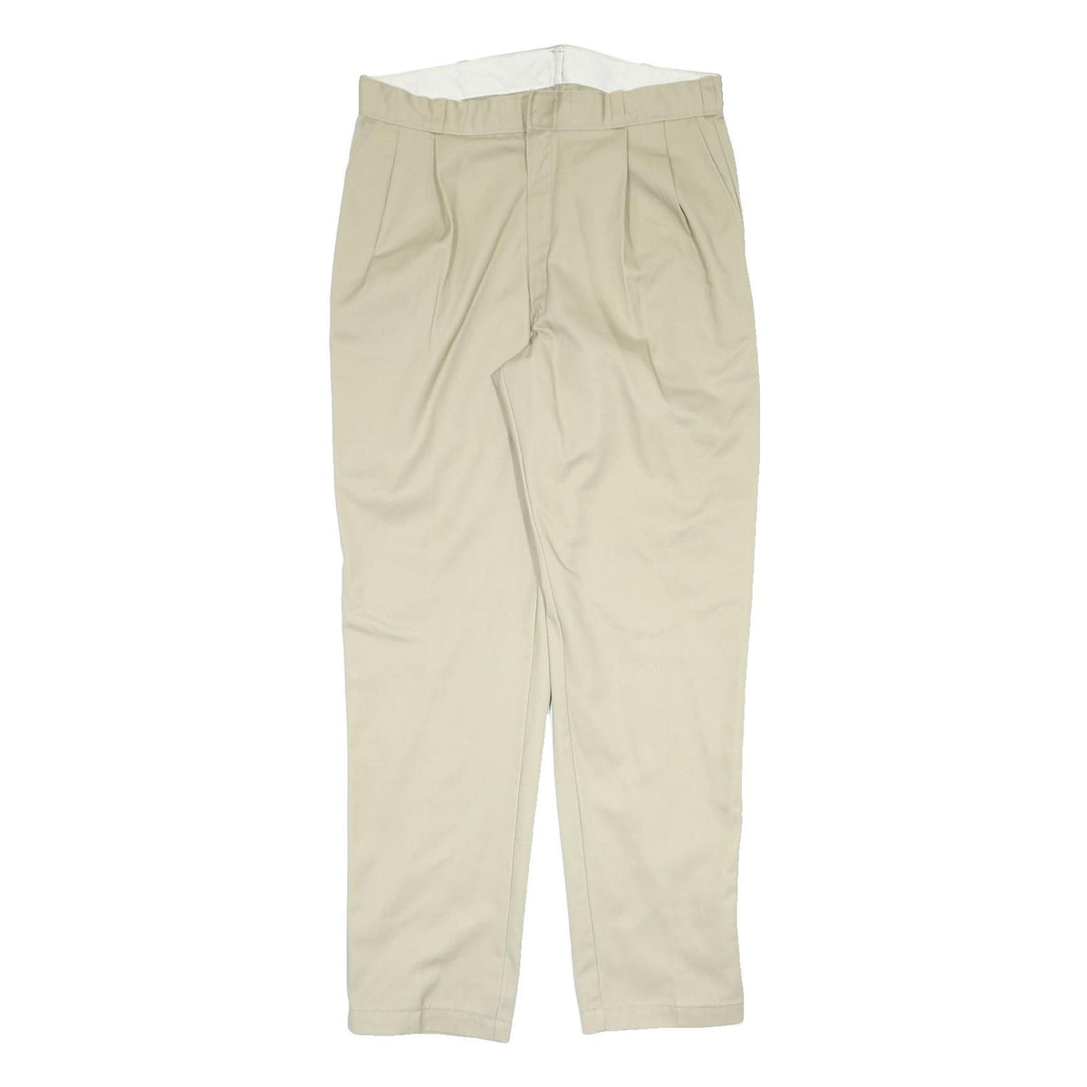 DICKIES Mens Polyester Blend Beige Regular Straight Trousers W36 L34 Smart