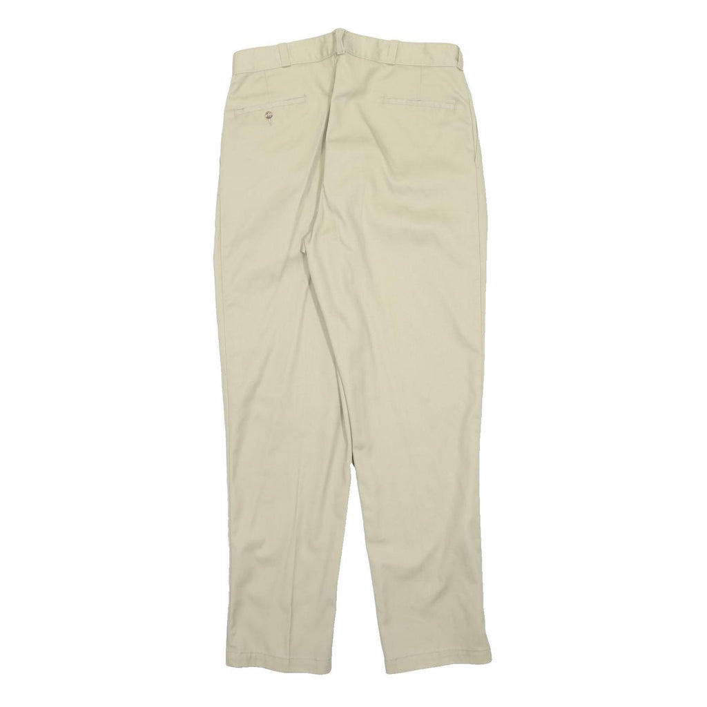 DICKIES Mens Polyester Blend Beige Regular Straight Trousers W36 L34 Smart