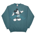 DISNEY Mens Blue Cotton Blend Crew Neck One Size Mickey Mouse Sweatshirt