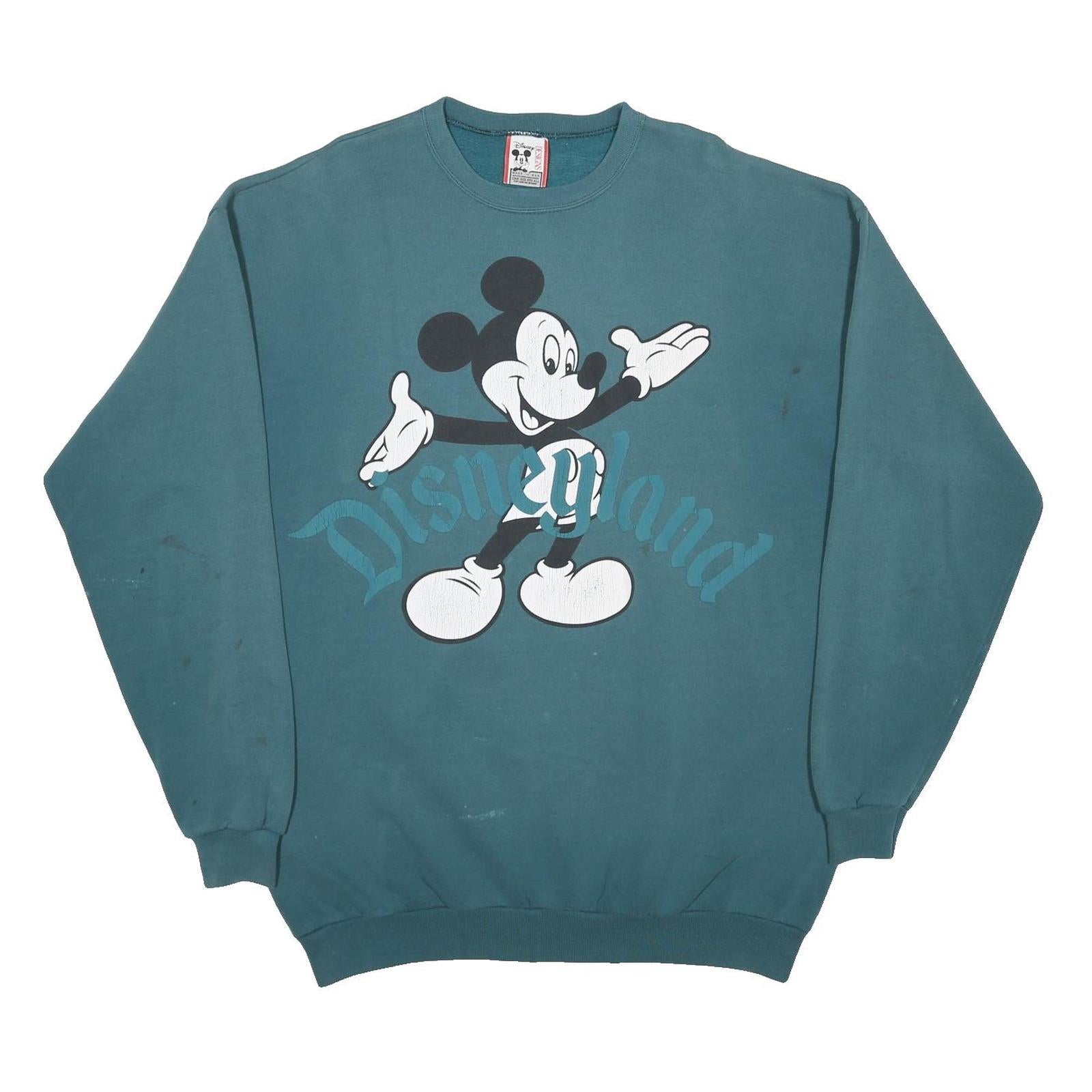 DISNEY Mens Blue Cotton Blend Crew Neck One Size Mickey Mouse Sweatshirt