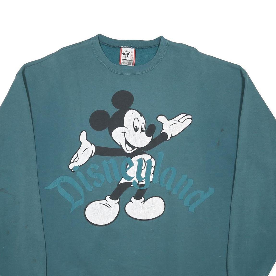 DISNEY Mens Blue Cotton Blend Crew Neck One Size Mickey Mouse Sweatshirt