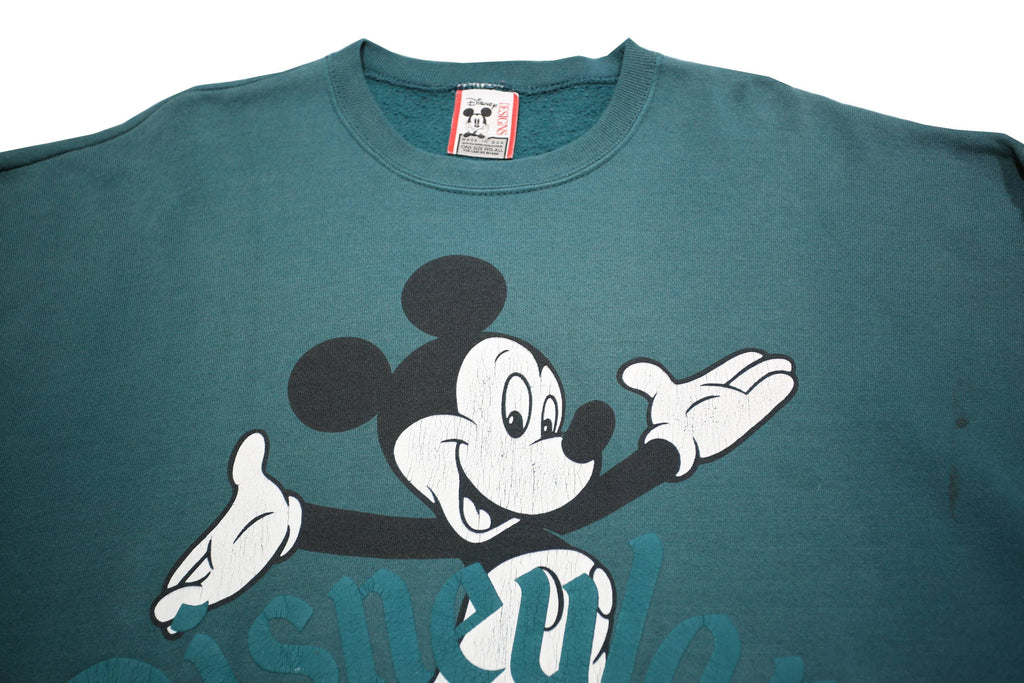 DISNEY Mens Blue Cotton Blend Crew Neck One Size Mickey Mouse Sweatshirt
