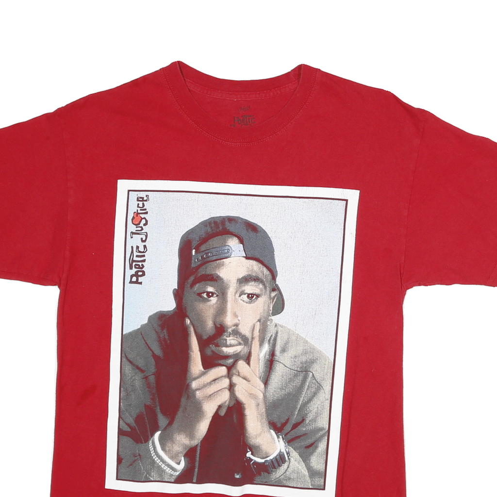 POETIC JUSTICE Mens Red Graphic T-Shirt M Short Sleeve Crew Neck Urban Style