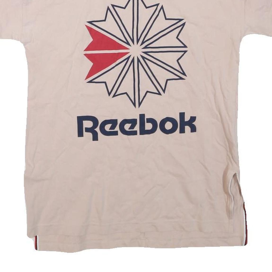 REEBOK Womens Beige Graphic T-Shirt M Short Sleeve Crew Neck Cotton Blend