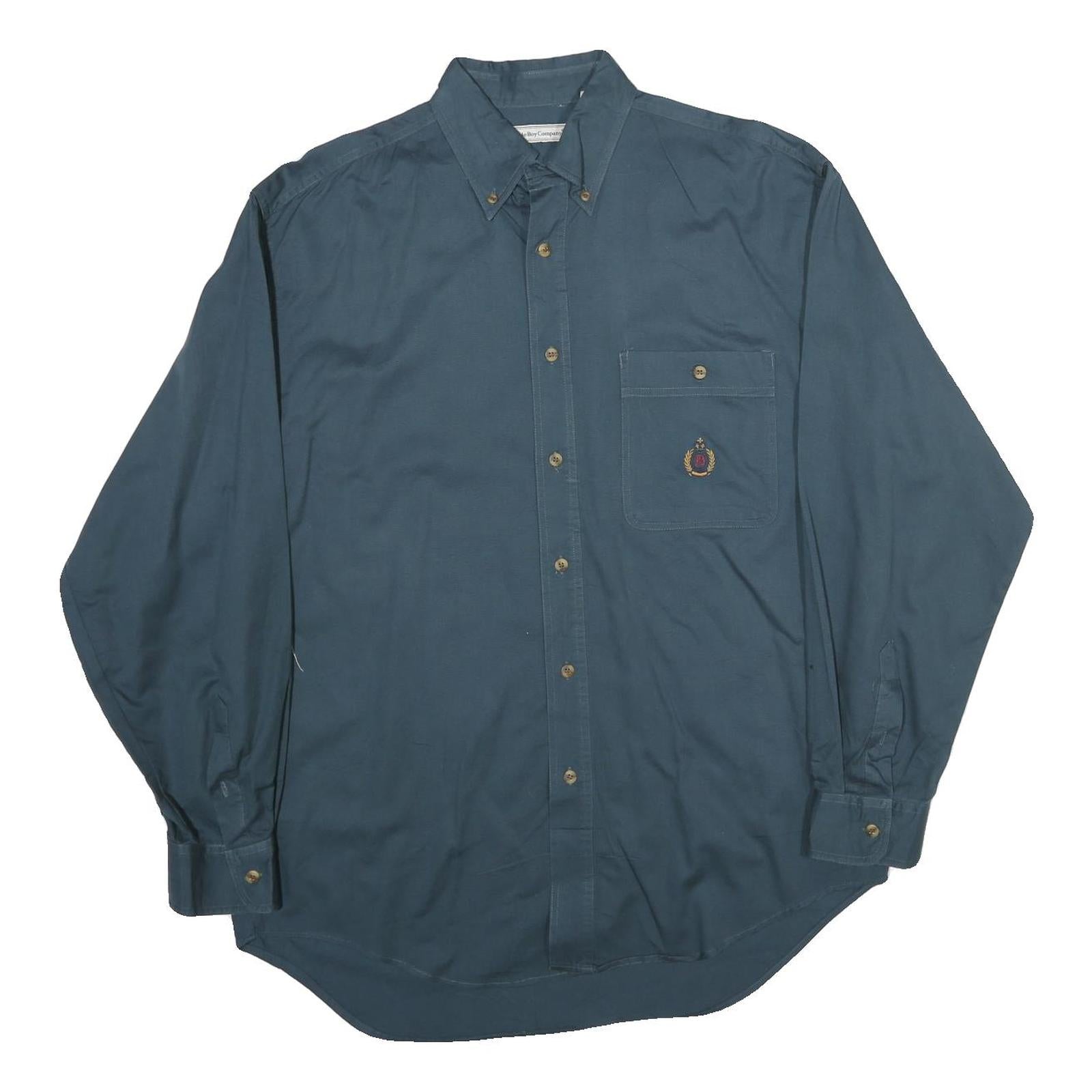 BUGLE BOY Mens Blue Cotton Shirt M Long Sleeve Button Down Casual Workwear