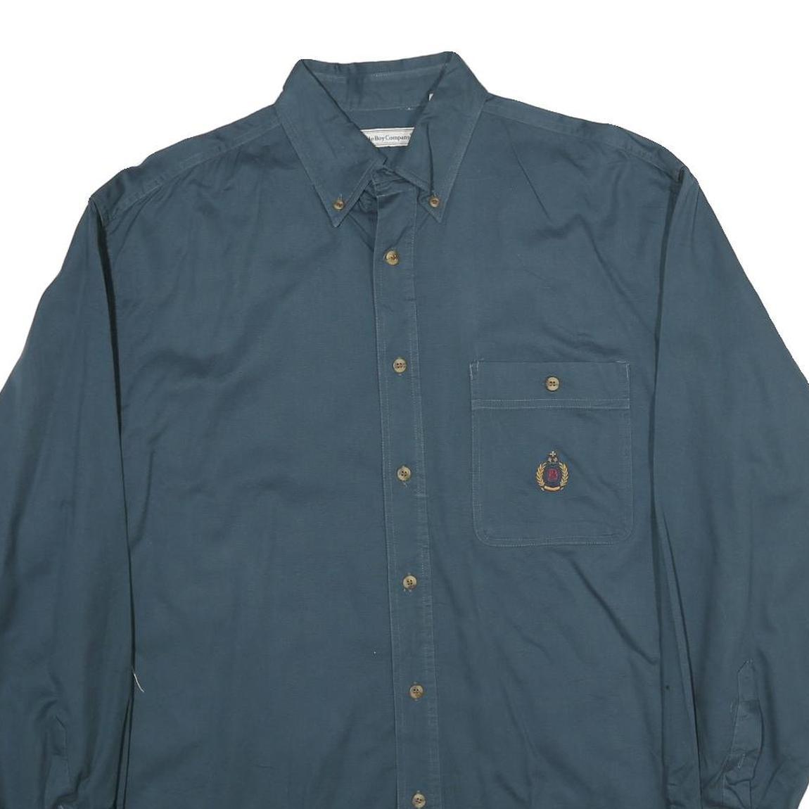 BUGLE BOY Mens Blue Cotton Shirt M Long Sleeve Button Down Casual Workwear