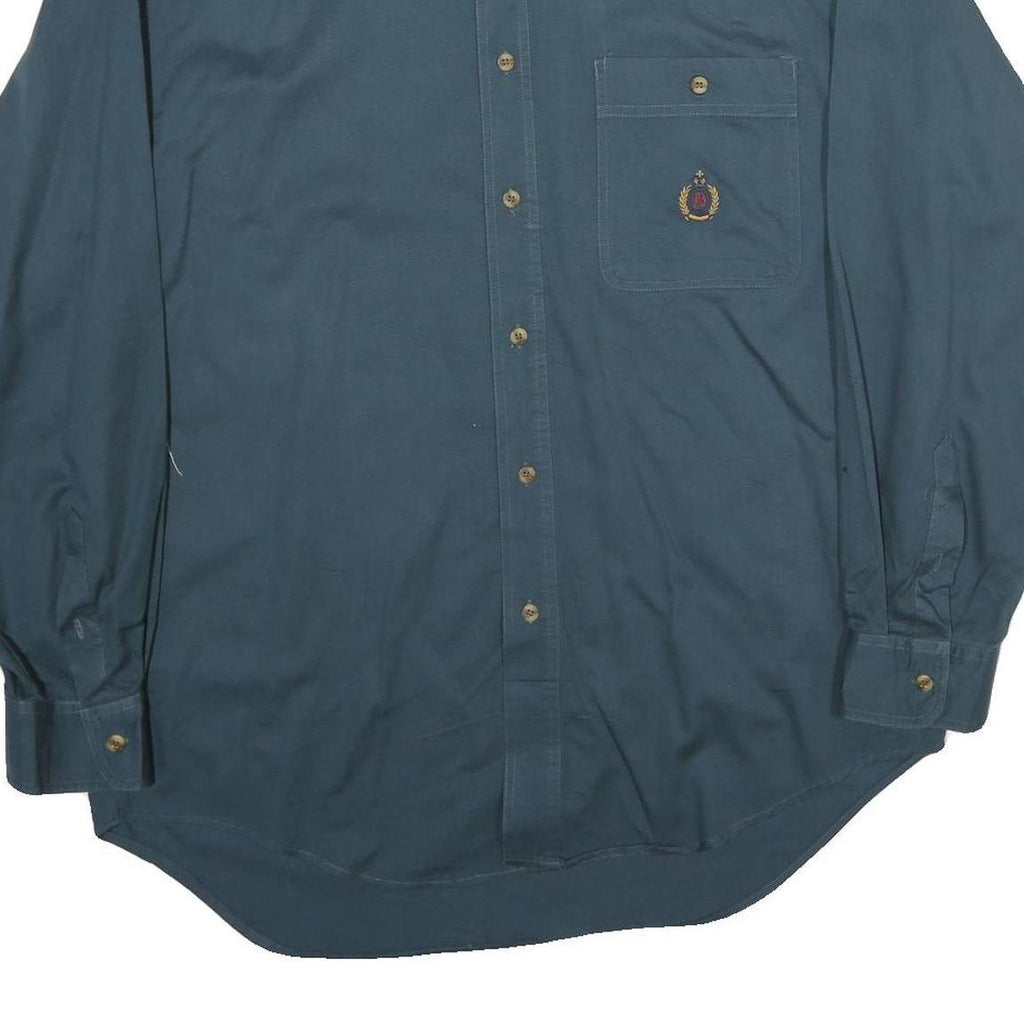 BUGLE BOY Mens Blue Cotton Shirt M Long Sleeve Button Down Casual Workwear