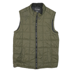 MACHINE Mens Green Quilted Jacket S Polyester Blend Sleeveless Zip Puffer Style
