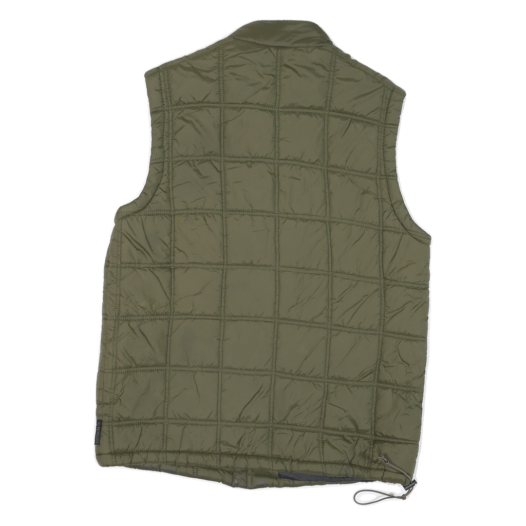 MACHINE Mens Green Quilted Jacket S Polyester Blend Sleeveless Zip Puffer Style