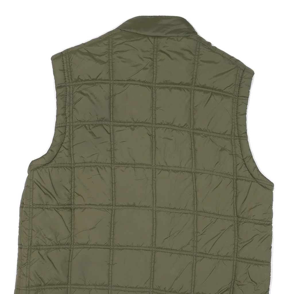 MACHINE Mens Green Quilted Jacket S Polyester Blend Sleeveless Zip Puffer Style