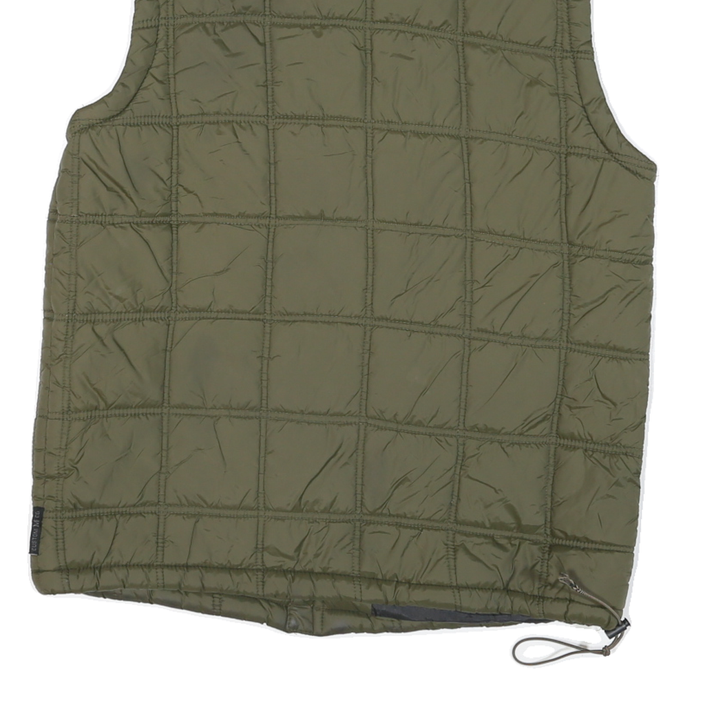 MACHINE Mens Green Quilted Jacket S Polyester Blend Sleeveless Zip Puffer Style