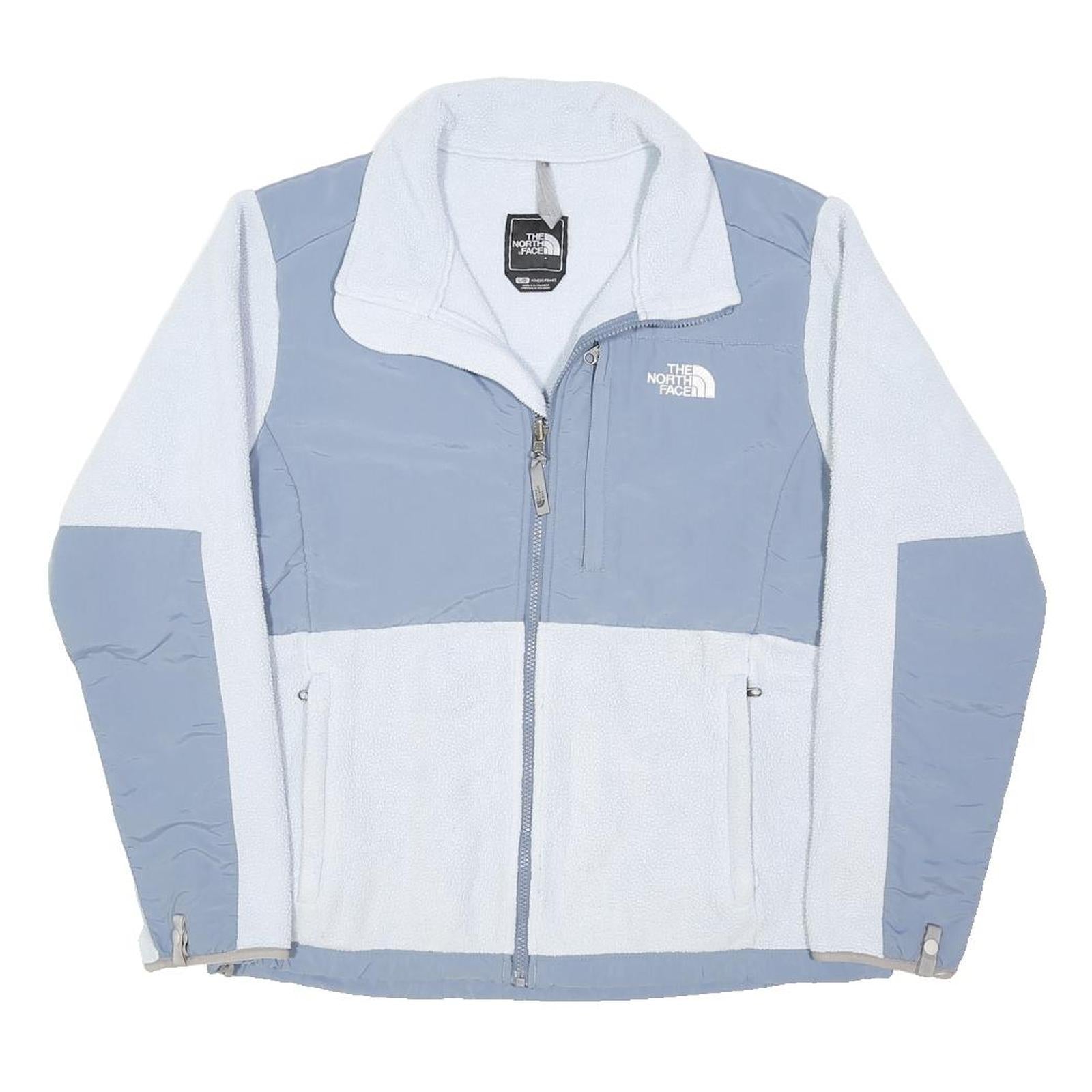 THE NORTH FACE Womens Blue & White Outdoor Jacket L Polyester Blend Zip Tech
