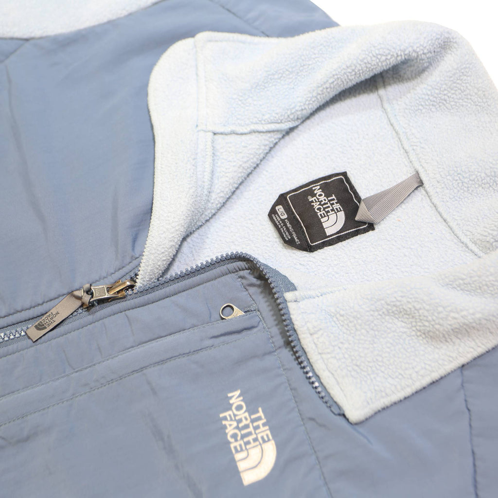 THE NORTH FACE Womens Blue & White Outdoor Jacket L Polyester Blend Zip Tech