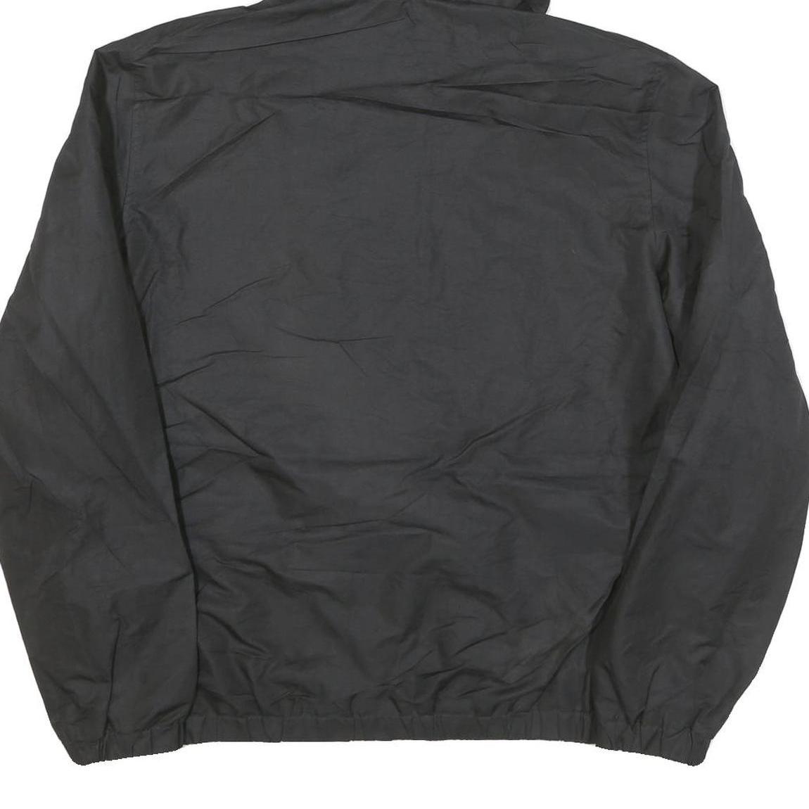 MEMBERS ONLY Mens Black Hooded Zip Jacket L Polyester Blend Plain Lightweight