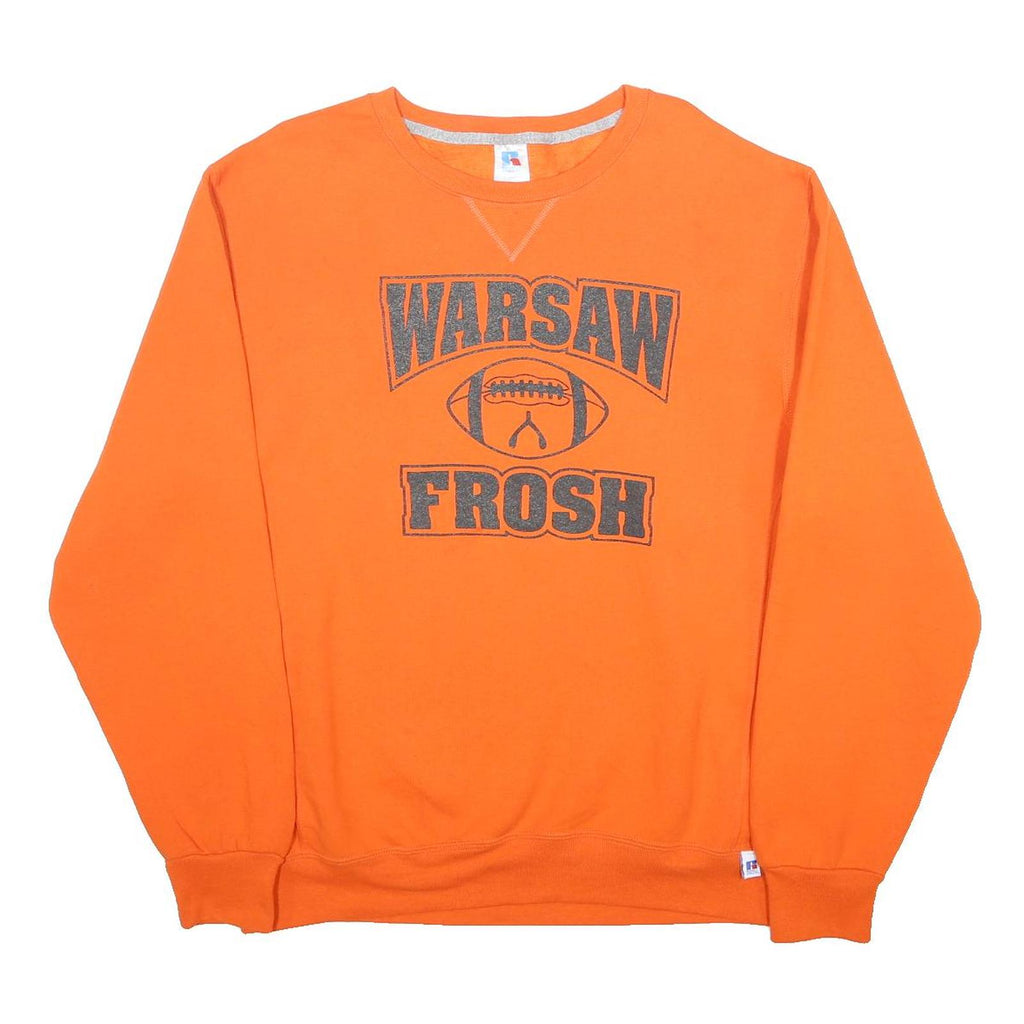 RUSSELL ATHLETIC Mens Orange Warsaw Frosh Crew Neck L Sweatshirt Cotton