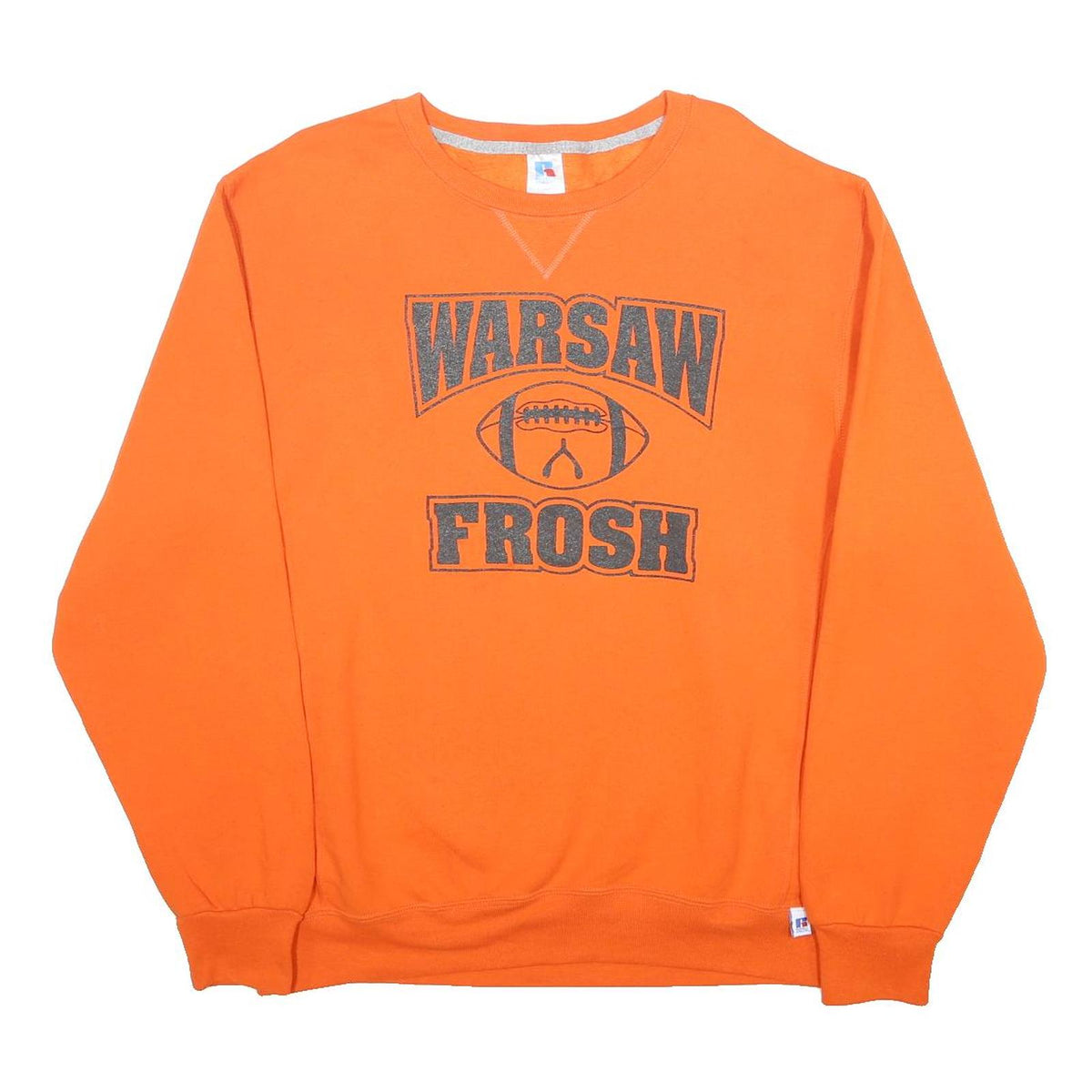 RUSSELL ATHLETIC Mens Orange Warsaw Frosh Crew Neck L Sweatshirt Cotton