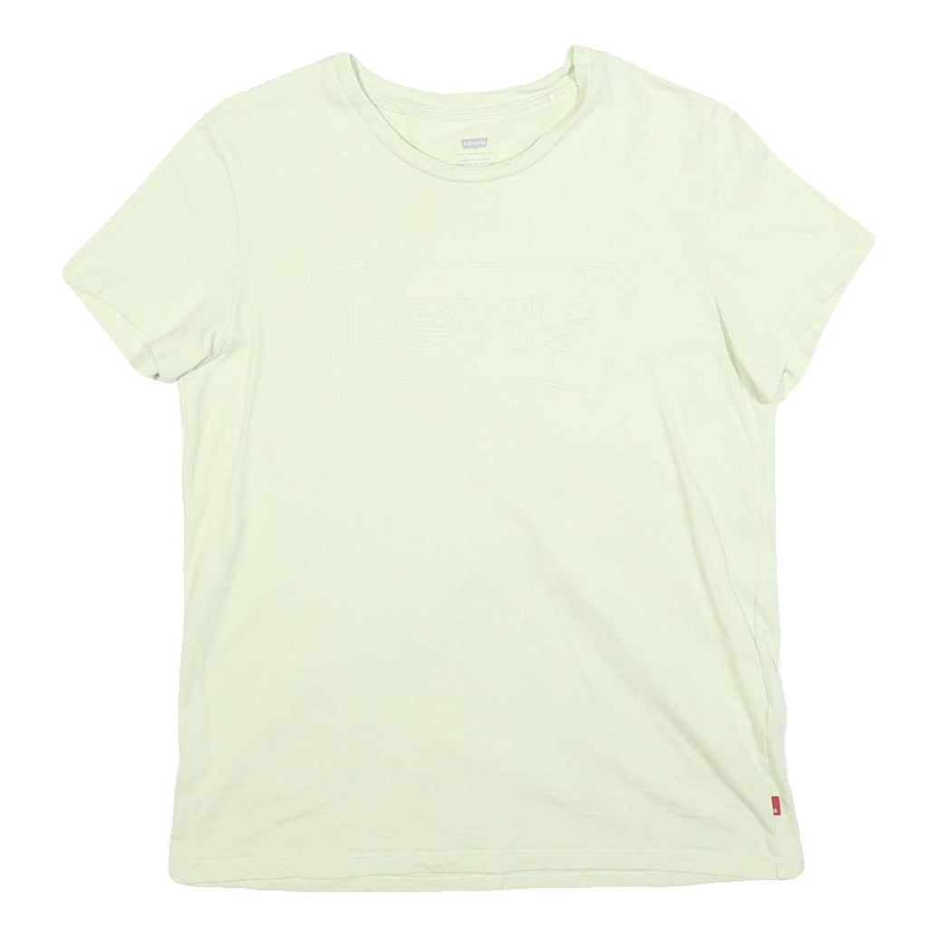 LEVI'S Womens White Crew Neck Short Sleeve T-Shirt M Cotton Blend Logo Print