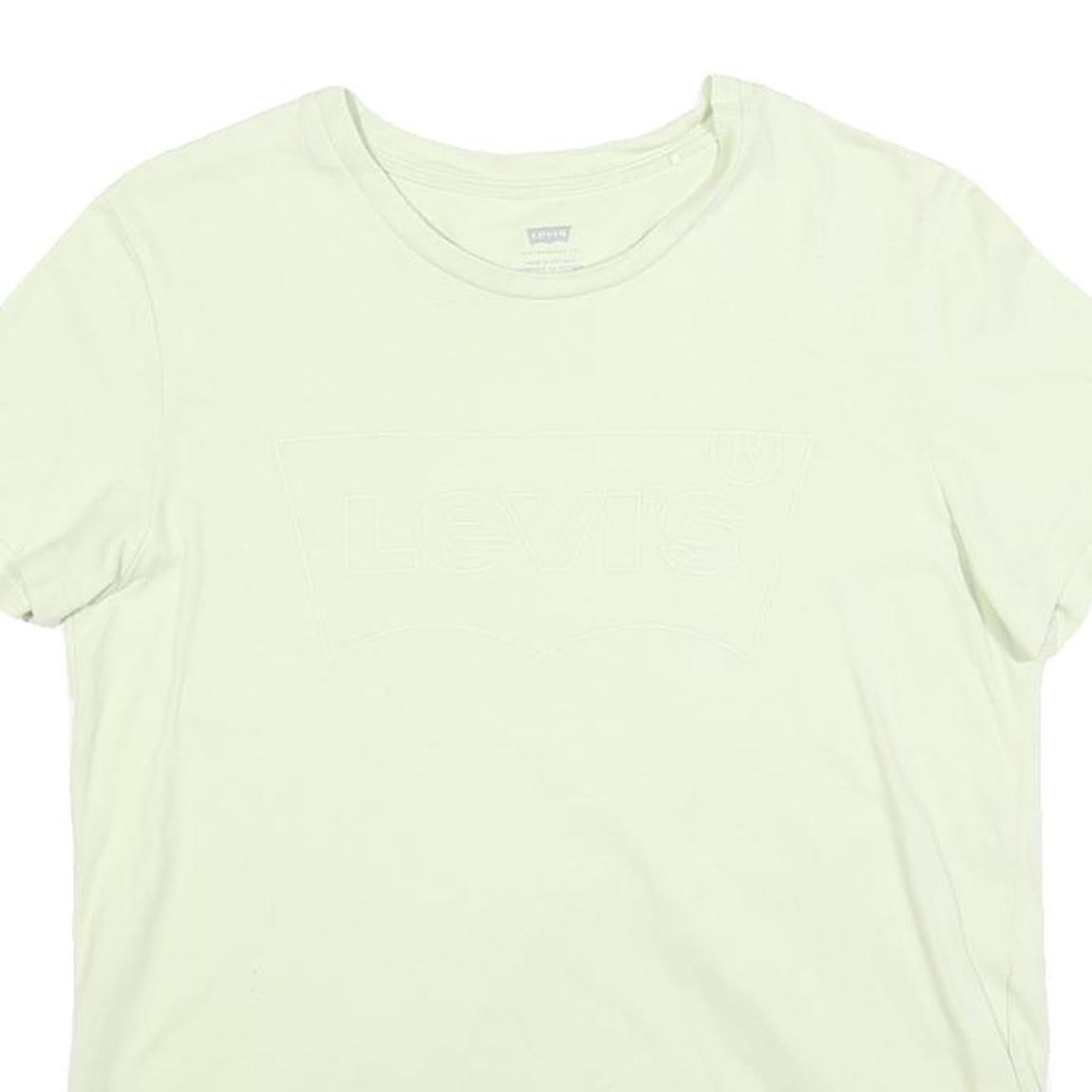 LEVI'S Womens White Crew Neck Short Sleeve T-Shirt M Cotton Blend Logo Print