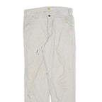 CARHARTT Mens Relaxed Cotton Blend Beige Straight Work Trousers W32 L32 Durable