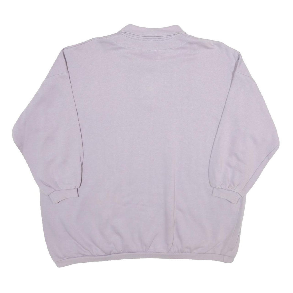 Womens White Cotton Blend Polo Collar 2XL Oversized Sweatshirt Relaxed Fit