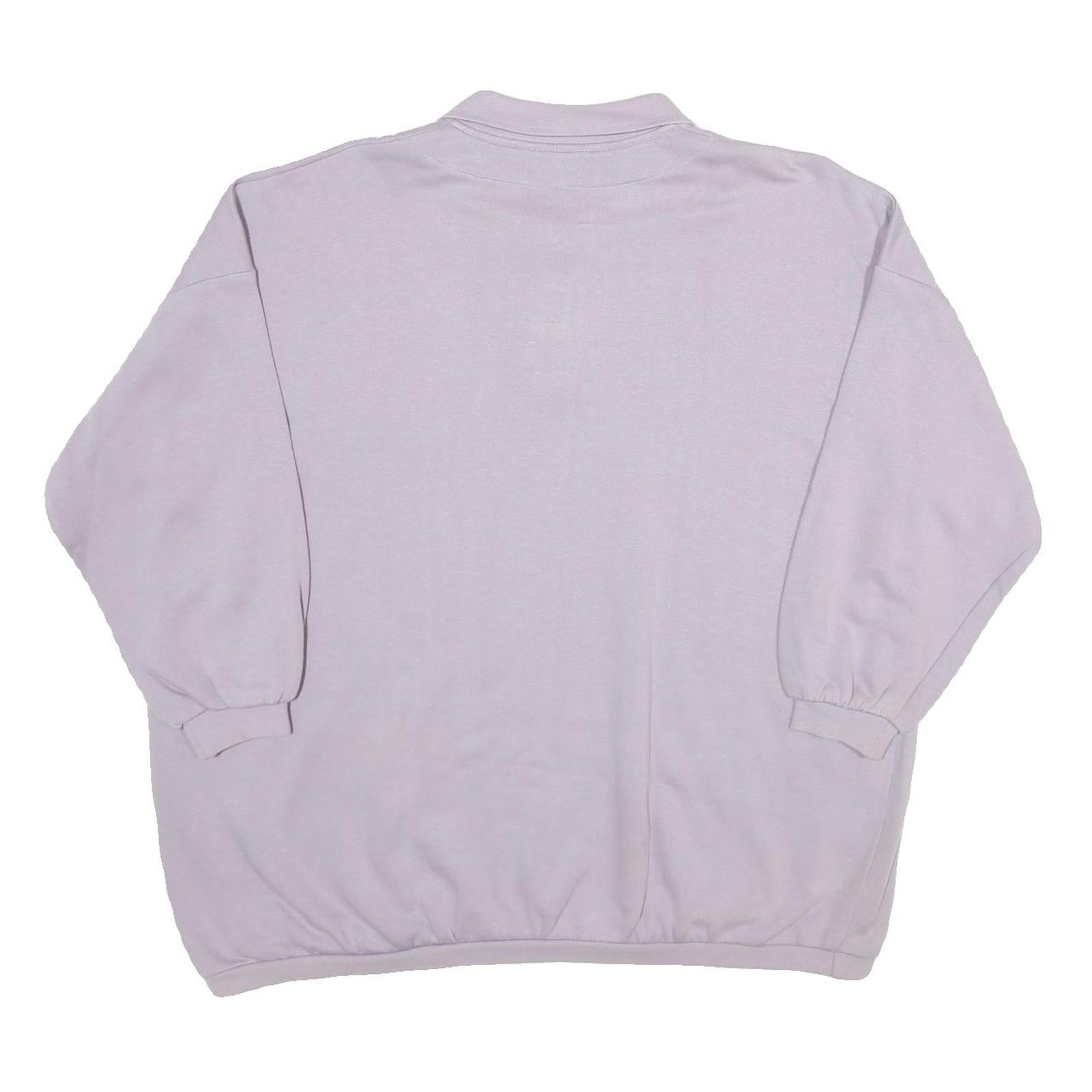 Womens White Cotton Blend Polo Collar 2XL Oversized Sweatshirt Relaxed Fit