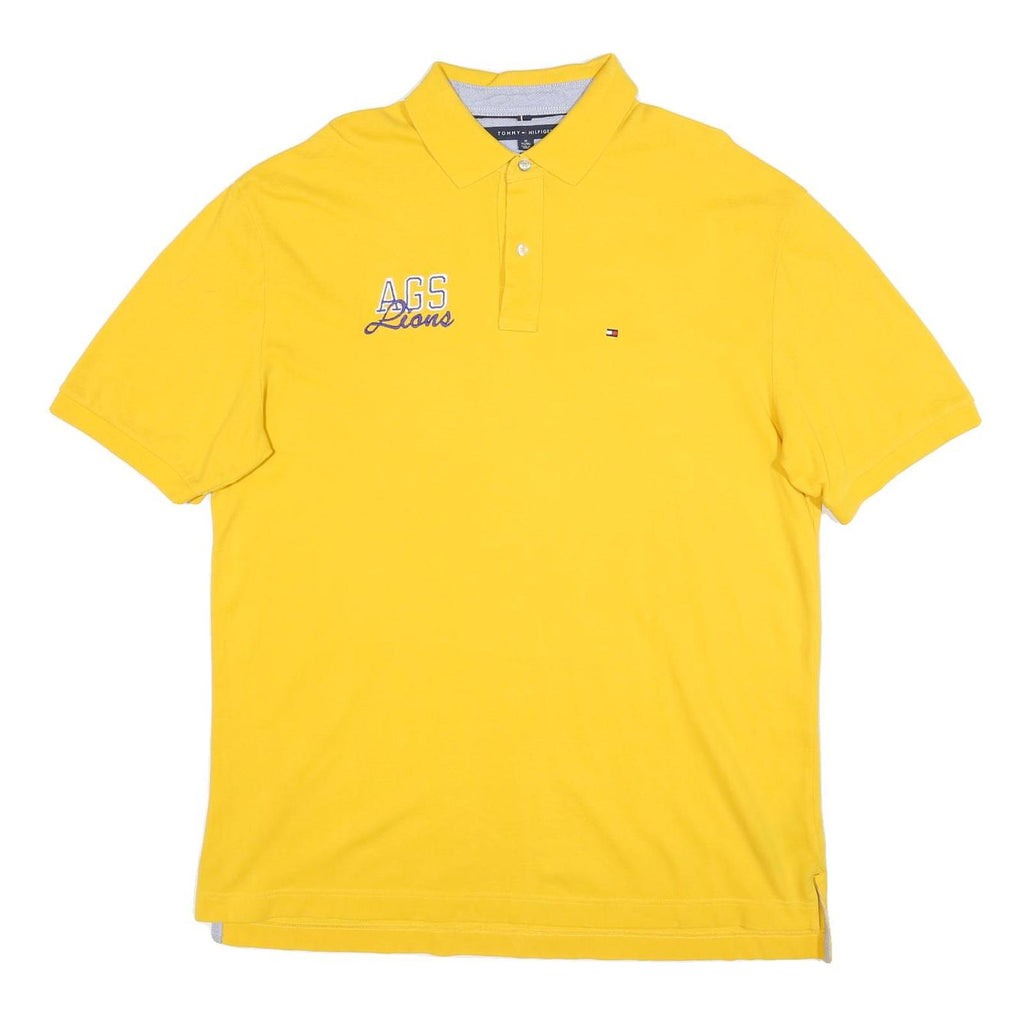 TOMMY HILFIGER Mens Yellow Cotton Blend Logo Embroidered Short Sleeve Polo Shirt