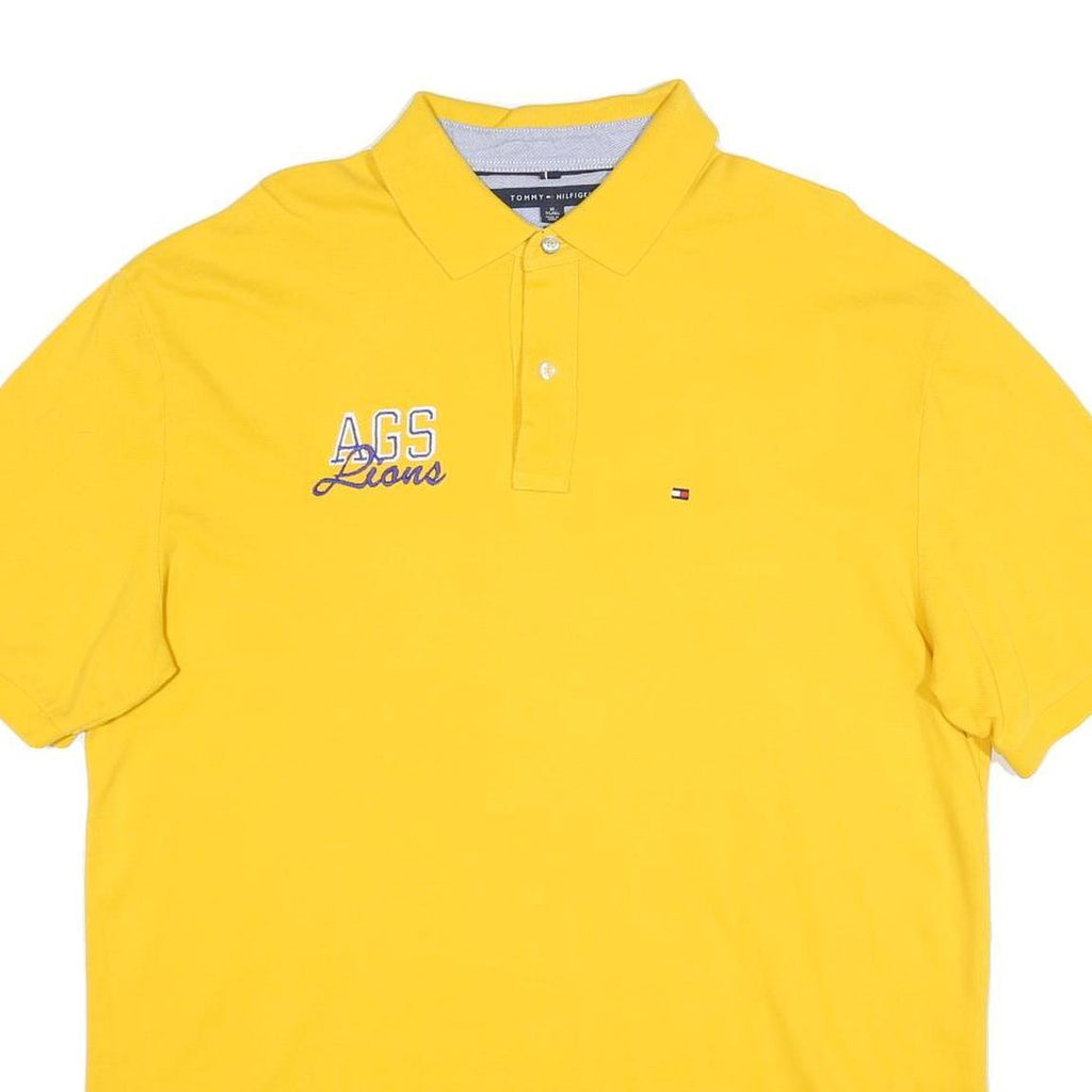 TOMMY HILFIGER Mens Yellow Cotton Blend Logo Embroidered Short Sleeve Polo Shirt
