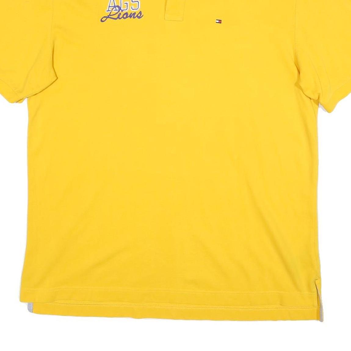 TOMMY HILFIGER Mens Yellow Cotton Blend Logo Embroidered Short Sleeve Polo Shirt