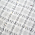 TOMMY HILFIGER Mens White & Grey Check Shirt L Button Down Casual Cotton Blend