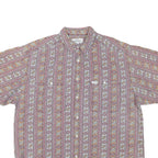 GUESS Mens Red & Brown Patterned Short Sleeve Shirt L Cotton Blend Summer