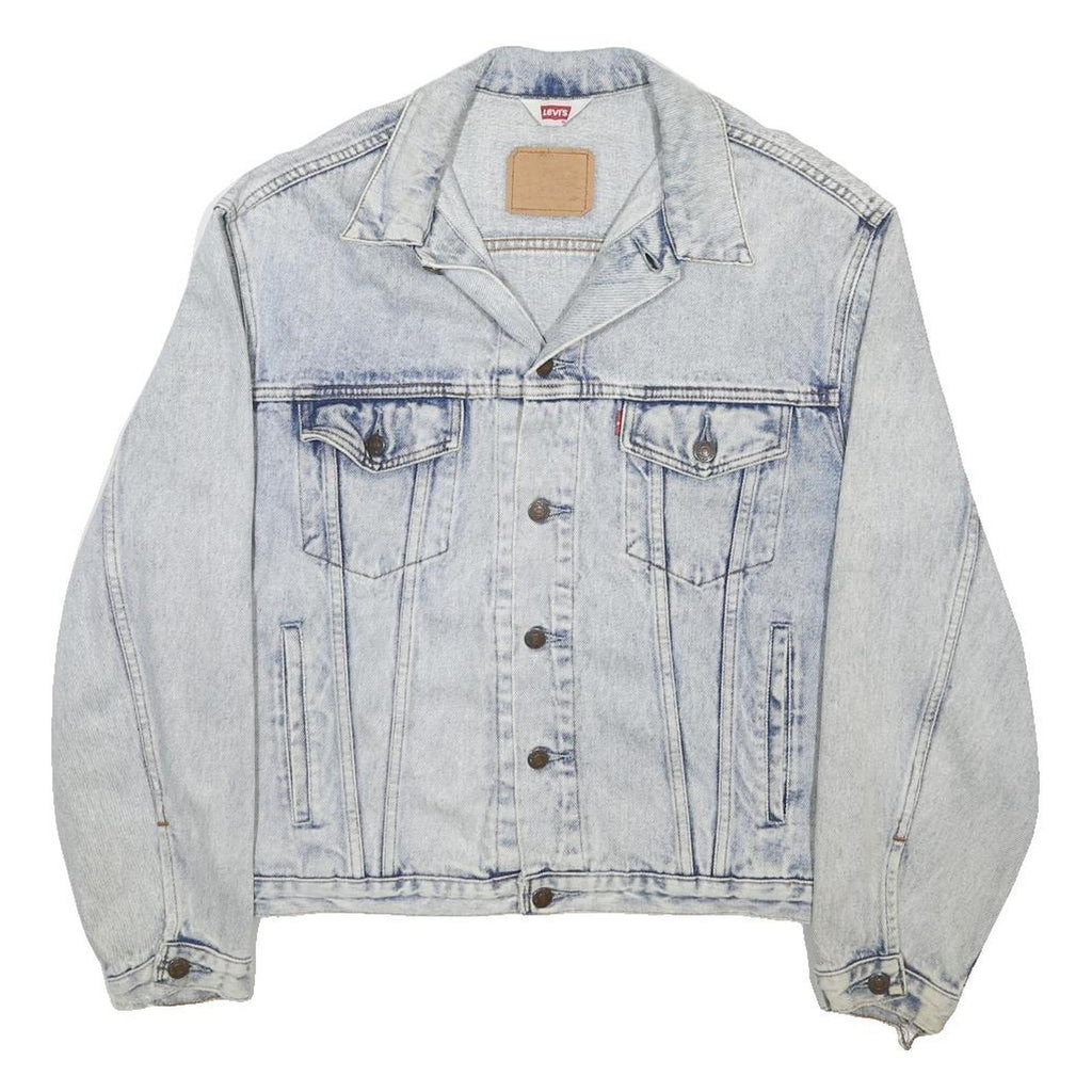 LEVI'S Mens Blue Denim Jacket L Cotton Button Plain Classic Fit Casual Wear