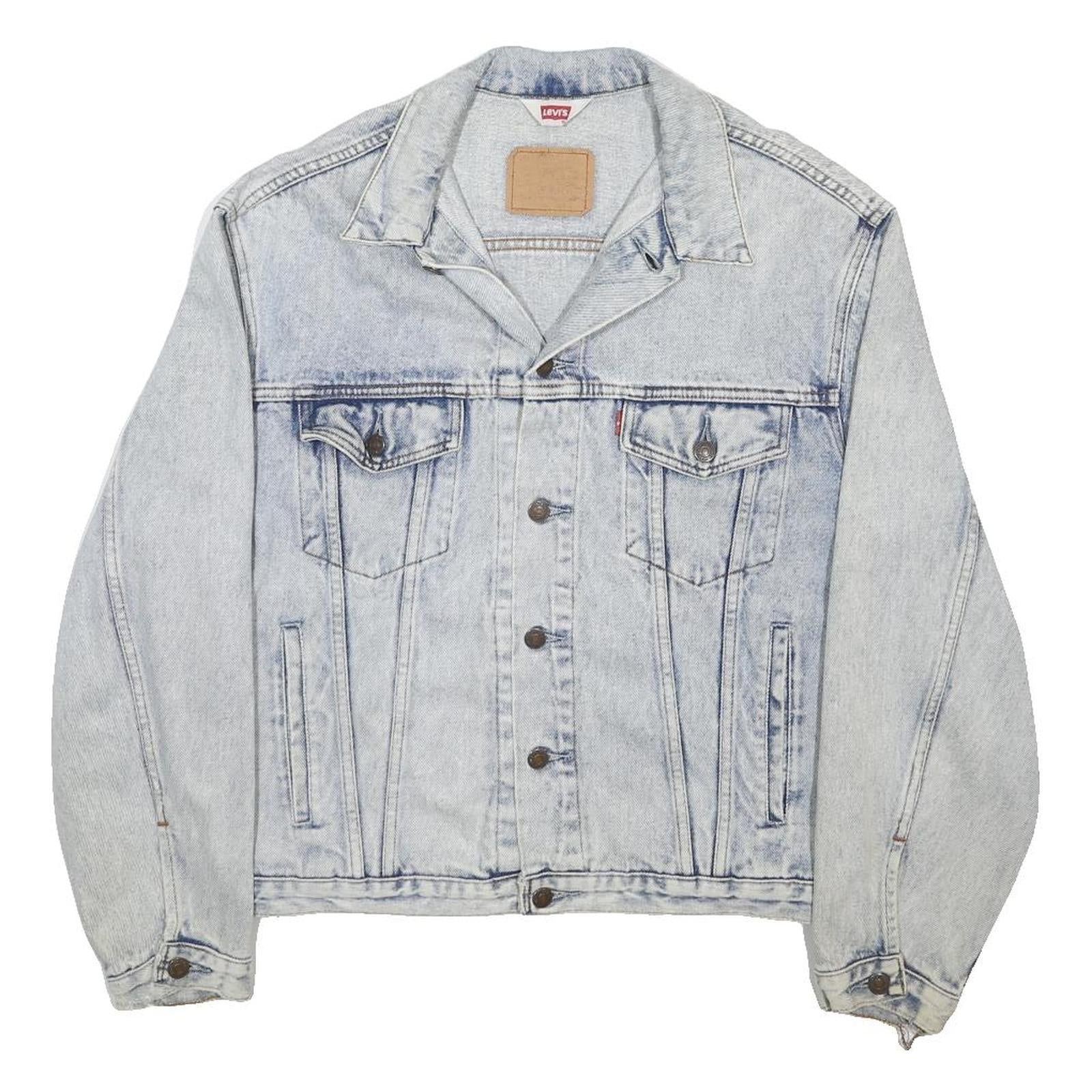 LEVI'S Mens Blue Denim Jacket L Cotton Button Plain Classic Fit Casual Wear