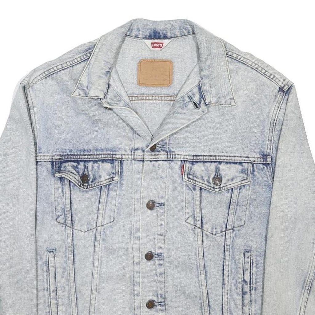 LEVI'S Mens Blue Denim Jacket L Cotton Button Plain Classic Fit Casual Wear