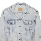 LEVI'S Mens Blue Denim Jacket L Cotton Button Plain Classic Fit Casual Wear