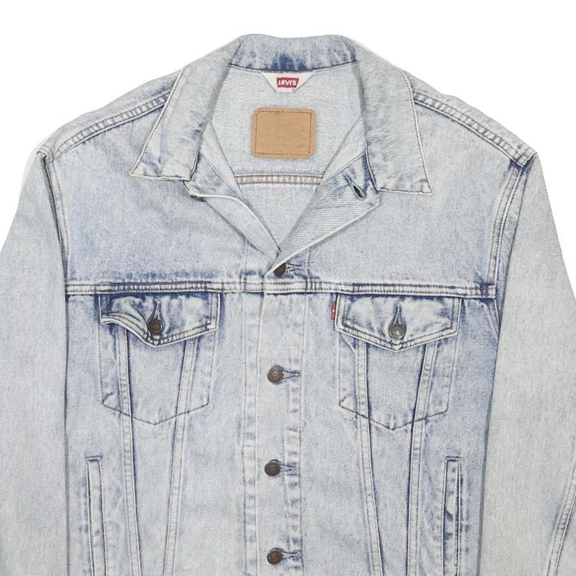 LEVI'S Mens Blue Denim Jacket L Cotton Button Plain Classic Fit Casual Wear