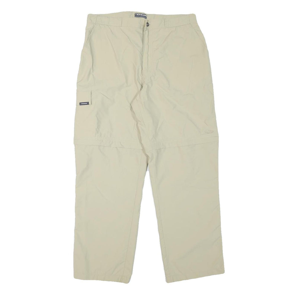 TENSON Mens Relaxed Beige Zip Trousers W32 L28 Outdoor Casual Lightweight