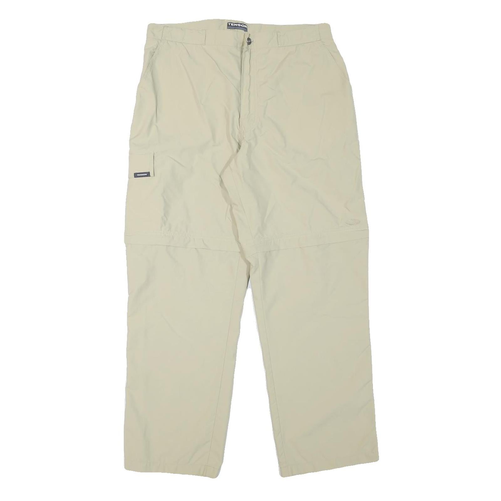 TENSON Mens Relaxed Beige Zip Trousers W32 L28 Outdoor Casual Lightweight